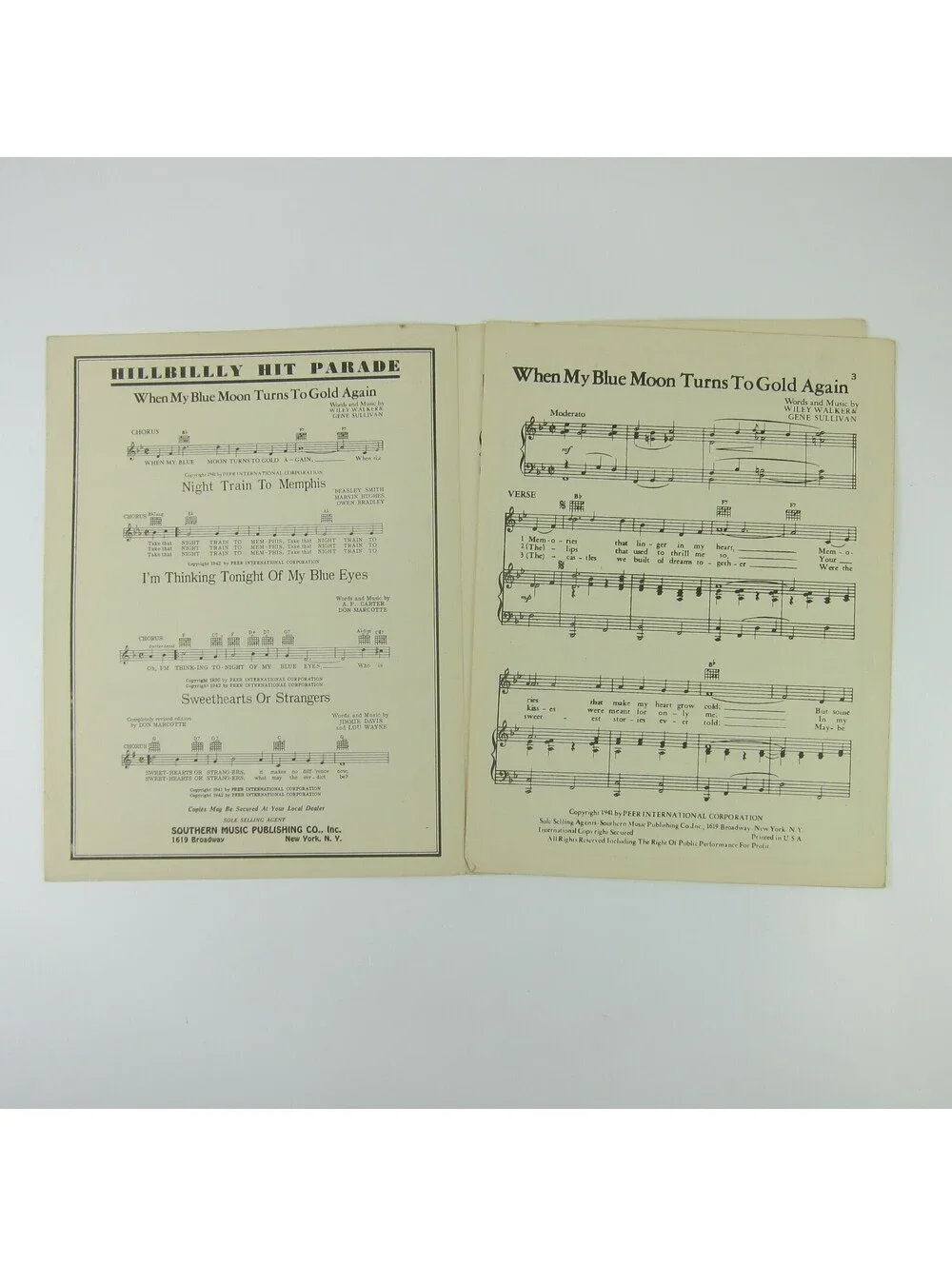 Sheet Music When My Blue Moon Turns To Gold Again Roy Rogers Vintage 1941
